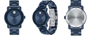 Movado Women's Swiss Bold Evolution Blue Ceramic Bracelet Watch 36mm
